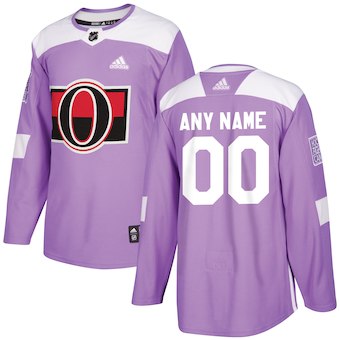 NHL Men adidas Ottawa Senators Purple Hockey Fights Cancer Customized Practice Jersey